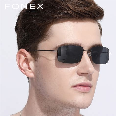 rimless polarized sunglasses for men.